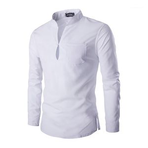 Chemises décontractées pour hommes en gros-mode hommes solide mâle mince chemise coton ajusté classique Homme vêtements Camisa Masculina 2021 C1241