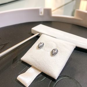 Vente en gros - Fashion Tear drop CZ Diamond Stud EARRING pour Pandora 925 Sterling Silver Women Wedding Gift Box set Boucles d'oreilles