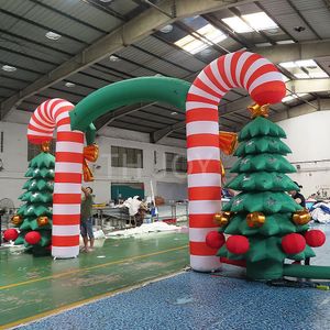 Venta al por mayor, envío gratuito, actividades al aire libre, 8 m, 26 pies, arco inflable para árbol de Navidad, arco navideño con bolas para decoración