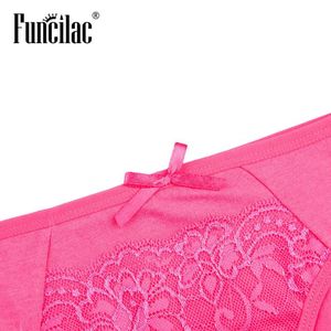 Gros-FUNCILAC sans soudure dentelle sous-vêtements culottes femme sous-vêtements coton slips culotte femme sexy femmes lingerie 5pcs / lot