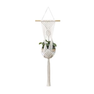 Venta al por mayor Decoraciones de jardín Cestas colgantes Macrame Cuerda hecha a mano Titular de la maceta Flor Planta Cuerdas de suspensión cesta bolsa de red Para interiores Decoración para el hogar al aire libre