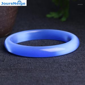 Brazalete al por mayor genuino azul claro natural ojo de gato brazaletes de piedra suerte para las mujeres regalo pulsera de cristal fresco joyería JoursNeige1