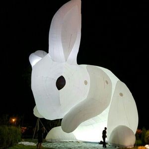 wholesale Géant 6 m (20 pieds) avec ventilateur Modèle de lapin gonflable Lapin de Pâques Envahissez les espaces publics du monde entier avec une lumière LED