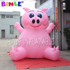 Venta al por mayor de dibujos animados de cerdo rosa inflable gigante para la venta publicidad inflables cerdos modelo al aire libre dibujos animados portátiles animales personajes 001