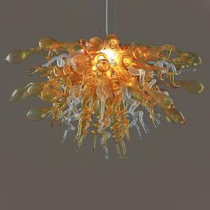 Lampes de lustre en verre de Murano soufflé à la main en gros Éclairages Ambre Suspendu Éclairage LED Moderne Art Décor Lustres Grand