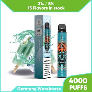 Venta al por mayor Happ Puff 4000 Vapes desechables Bar 4k Puffs Cigarrillo electrónico Sabores mezclados 15 Vaporizador de buen gusto