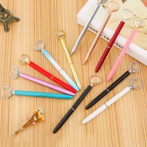 Stylos à bille diamant en forme de cœur, cadeau étudiant, stylo à bille en métal, gros cristal, fournitures scolaires et de bureau, vente en gros Ballpoint Pens Boligrafos De Diamante