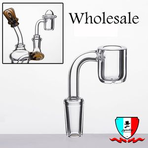 Accessoires pour fumeurs Quartz Banger Nail 4mm d'épaisseur plat Top 10mm 14mm 19mm mâle / femelle domeless joint poli 90 degrés verre bong dab rigs DHL