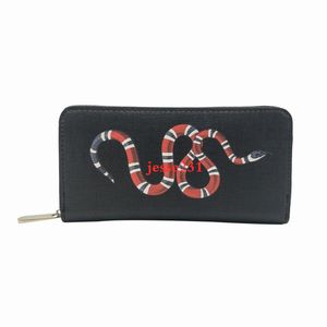 Vente en gros de haute qualité animal long style fermeture à glissière Portefeuille Hommes femmes serpent noir Tiger Portefeuilles Porte-monnaie Porte-cartes avec boîte 6 couleurs