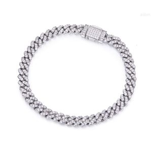 Bijoux Hip Hop Moissanite en argent Sterling 925, coupe glacée, Miami, maillons cubains, chaîne de bordure, collier, Bracelet pour hommes et femmes, vente en gros