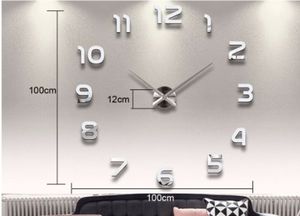 Décoration de la maison grand nombre miroir horloge murale Design moderne grande montre 3D cadeaux uniques