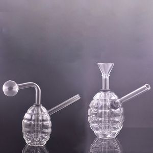 Gros narguilé épais capiteux clair antichar grenade style fumer eau tabac bong mini pas cher verre brûleur à mazout tuyau dab rig bongs tuyau amovible bol