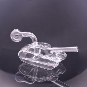 Großhandel Wasserpfeifen Glas Ölbrenner Bong Neuankömmling Tank Design Bohrinsel Heady Recycler Becher Aschenfänger Kleine Bubbler Bong mit 30mm Ölschale