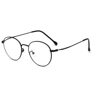 Al por mayor-caliente Ins populares retro del metal anti-azul lente del marco del marco de la luz literarias redondas gafas de sol de la miopía