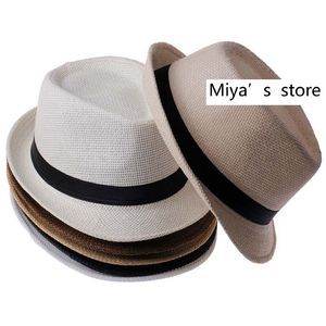 Gros-Vente Chaude À La Mode Unisexe Fedora Trilby Gangster Cap Pour Femmes D'été Plage Soleil Paille Panama Chapeau Hommes Mode Cool Chapeaux Au Détail