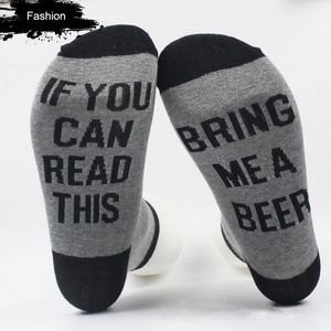 Vente en gros - Chaussettes imprimées avec lettres pour hommes et femmes, si vous pouvez lire ceci, apportez-moi un verre de vin, chaussettes unisexes, nouveauté drôle, chaussettes rétro vintage