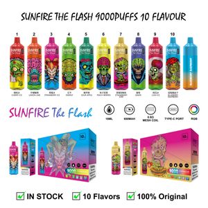 En gros I Sunfire 9000 Puff Tornado 9k Vape Vapeurs Disposables Deechables Stick Vape Electronic Vape Big Vapor avec Bobine de maille de 18 ml 0mg 20mg 50mg 600mAh Prix