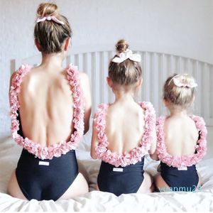 Gros-Imayio enfants fleur maillots de bain bébé filles maillot de bain une pièce 3D floral dos ouvert maillot de bain pour maillot de bain mère-fille