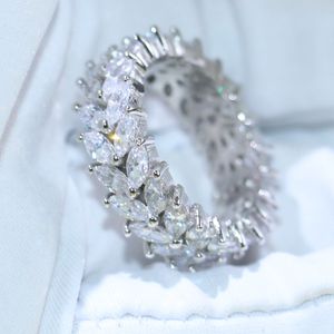 Gros-Infinity Bijoux De Luxe 925 Sterling Silver Marquise Superbe Topaze Blanche CZ Diamant Partie Bague De Mariage Bague pour Femmes Cadeau