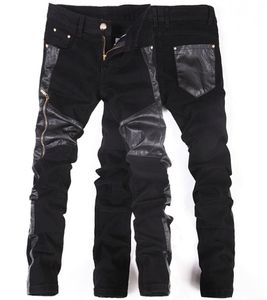 Al por mayor- Moda coreana Cool Mens Rock Cuero Rock Faux Flinny Plus Tamaño 30 31 32 33 34 36 Pantalones punk