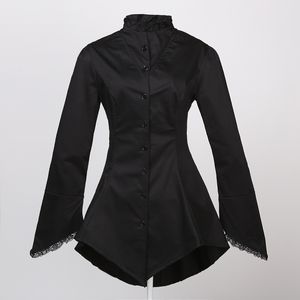 Gros-long design gothique vêtements femmes veste noire avec dentelle steampunk goth vampire style dropshipping en gros pour club de fête
