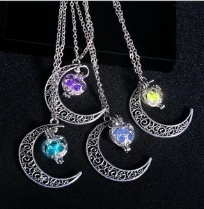 Collier de perles lumineuses, pendentif ciel lune, pierre lumineuse, brille dans la nuit, cadeau de noël et d'halloween, vente en gros