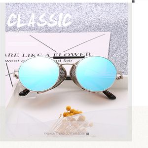 Lunettes de soleil de designer en gros de luxe pour femmes Hommes Marque Métal Cadre Côté Rond Vintage Rétro Steampunk Gothique Hippie Cercle Rétro Lunettes