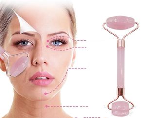 Gros Pierres De Massage Roches Résine Visage Rouleau Rose Gua Sha Rouleaux Du Visage Eye Slimmer Grattoir Cosmétique Soins De La Peau Outil De Beauté avec Coffret Cadeau