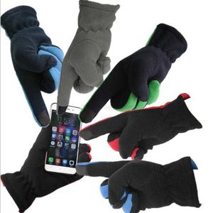 Gros hommes cinq doigts polaire gants téléphone tactile vêtements d'extérieur augmenter épaississement hiver chaud gants vélo équitation ski gants