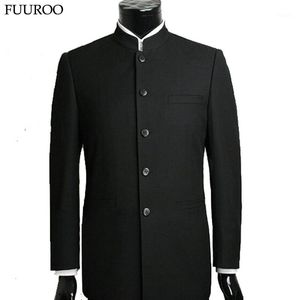 Trajes de hombre Blazers Venta al por mayor- Conjuntos de traje de hombre Túnica china Cuello alto Diseño de marca clásico Negocio Formal Hombre Algodón Y0470