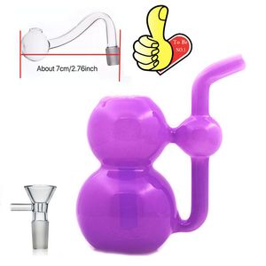 Venta al por mayor mini Hookah Protable barato Purple Gourd colorido agua dab rig bong Tubo de botella con un recipiente para quemador de aceite de vidrio macho de 10 mm o tazones para fumar tabaco