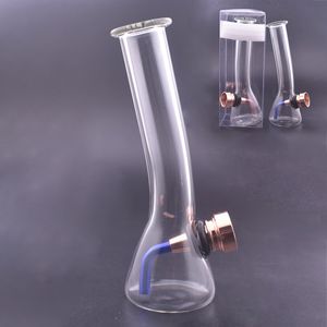 Venta al por mayor Mini Protable Glass agua tabaco fumar bong pipa con recipiente de metal con caja de plástico