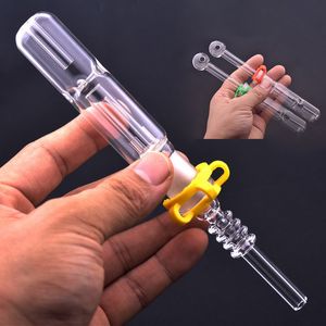 Mini kit de recolección de vidrio de 14 mm para fumar al por mayor con recipiente de aceite o punta de clavo de cuarzo y clip Keck