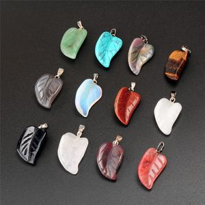 Gros Mix Véritable Perles De Pierre Agate Sculpture Feuille Feuilles Forme Pierre Naturelle Gradué Pendentif Charmes Parfaitement Fit Pour Bracelet Boucles D'oreilles