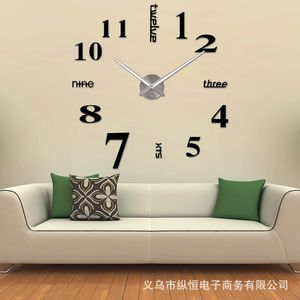 Gros-muhsein 2016 Nouveautés Horloges Murales Creative Moderne Stickers Muraux Unique Grand DIY 3D Numérique Miroir Art Décor À La Maison Livraison Gratuite