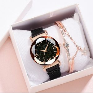 Brand Mulilai en gros étoile Sky Lumineux Quartz CWP Femmes Matches Magnétique Mesh Numéro Roman Roman Diad Flower Dames Wrist Watch 285g