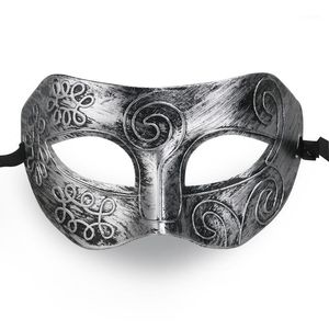 Masques de fête en gros - MUSEYA Cool Adult Men Greek Roman Fighter Mascarade Masque pour bal costumé / Halloween masqué (Argent) 1