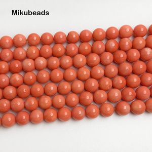 En gros naturel 10 mm teinture orange corail lisse rond perles lâches pour faire des bijoux collier bricolage livraison gratuite