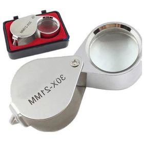 wholesale NOUVEAU 30x 21mm Bijoutiers Loupe Loupe Microscope Et Accessoires Loupe Optique Mini Identification Haute Puissance Bijoux Loupes Verre