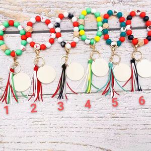 Bracelet en perles de Silicone pour arbre de noël, nouveau porte-clés à pampilles en velours de corée du sud, Option multicolore pour femmes, vente en gros