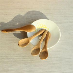 Al por mayor-Nueva cocina delicada con cuchara de condimento Pequeña cuchara de miel de madera para bebé 9.2 * 2.0 cm