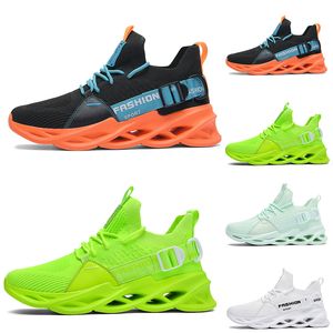 Venta al por mayor Hombres sin marca Zapatos para correr Negro Blanco Lago Verde Volt Limón Amarillo Naranja Transpirable Moda para hombre Entrenadores Deportes al aire libre Zapatillas de deporte