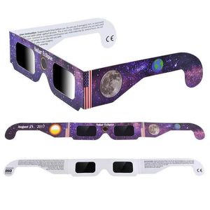 Vente en gros de verres en papier imprimés à monture couleur pour l'éclipse solaire totale et l'éclipse solaire annulaire en 2024