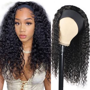 Wholesale or retail Headband Wigs Deep Wave Human Hair Brazilian Curly Glueless Remy