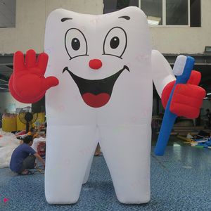 Venta al por mayor actividades al aire libre Diente inflable gigante de 6 m 20 pies de altura con cepillo de dientes Luz LED Globo dental blanco para publicidad de dentistas