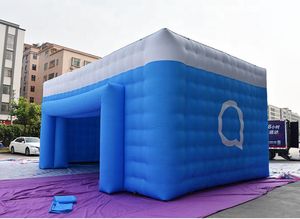 wholesale Extérieur personnalisé toute taille 6x4 m bleu stand de vente gonflable stand cube tente de cirque avec ventilateur pour fête et marque