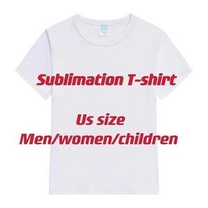 Fournitures de fête en gros Sublimation T-shirt blanc Transfert de chaleur Blanc Bleach Shirt entièrement en polyester t-shirts US Tailles pour hommes femmes Kid Crew Neck Shirt