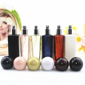 wholesale Flacon de parfum 30ML en verre coloré couvercle sphérique atomiseur de parfum flacon pulvérisateur cosmétique rechargeable