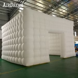 wholesale Personalizado 6x6x3.5mH (20x20x11.5ft) metros LED iluminado blanco inflable carpa cubo carpas cuadradas volar fotomatón para Camping Party Wedding