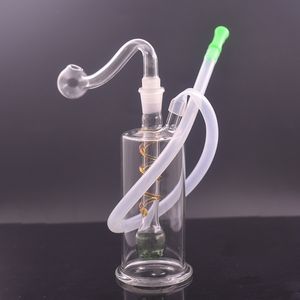 Brûleur d'huile en verre de poche en gros Bong Pipes d'eau Recycler Dab Rig Sigy Heary Pyrex Ashcatcher Bong avec tuyau de brûleur d'huile en verre de 10 mm et tuyau le moins cher